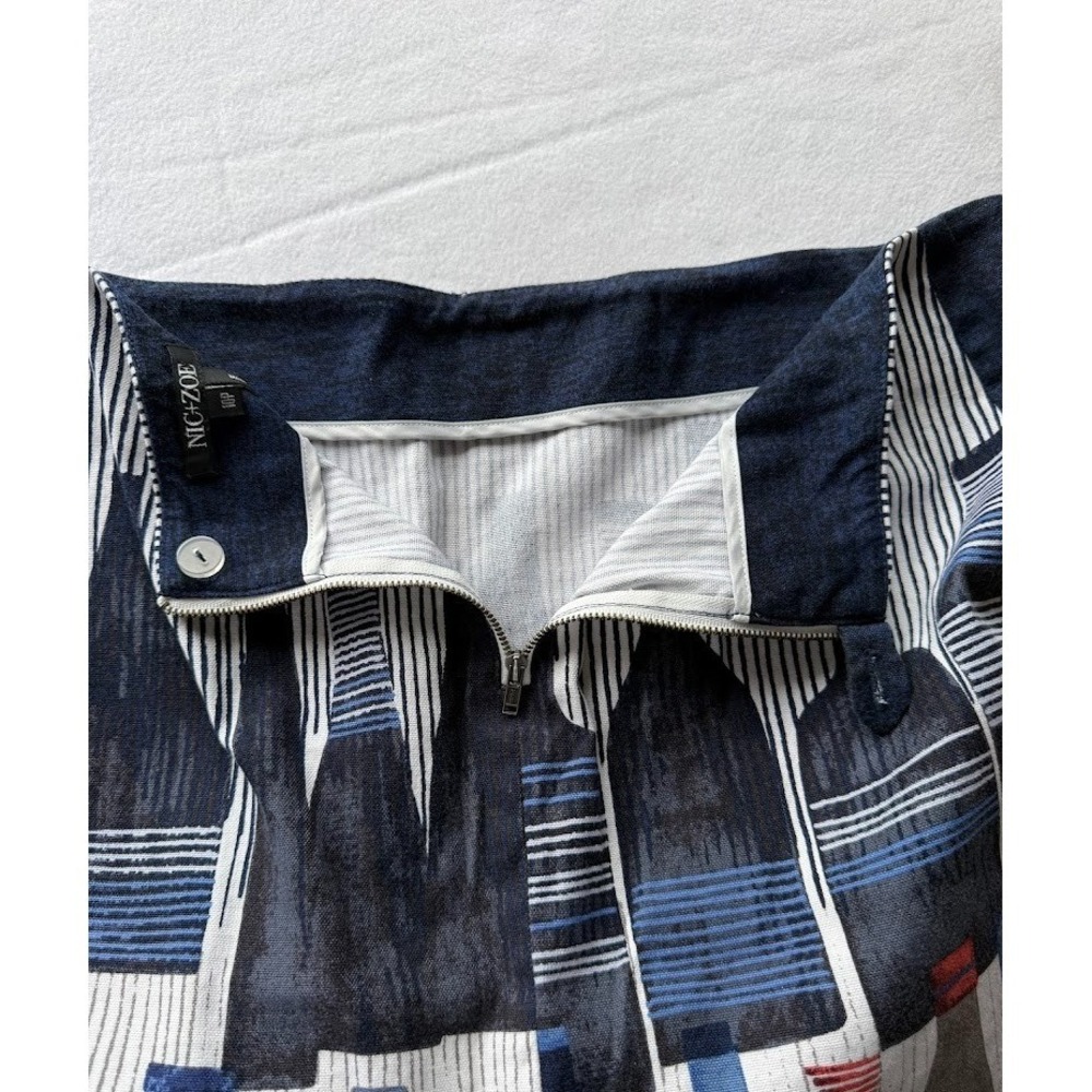 NIC+ZOE Skirt Women 10P Blue Bottle Print Pencil Stretch Artistic Knit Career - Picture 6 of 9